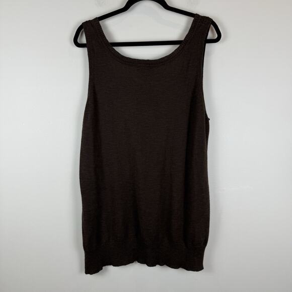 Y2K Old Navy Babydoll Tank Top XXL Brown Linen Blend Knit Coastal Boho Festival - Picture 5 of 7